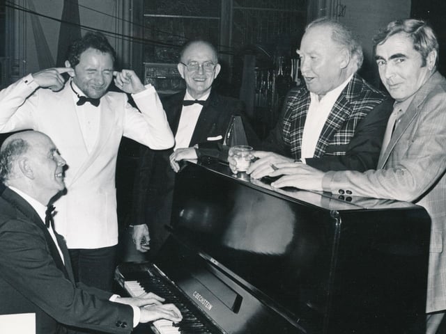 The late James MacCafferty with friends, including Phil Coulter and Joseph Locke.