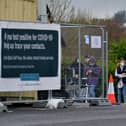 Queue for Covid – 19 test at the Templemore Sports Complex. DER2152GS – 003