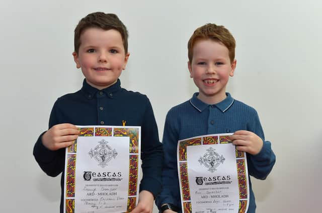 Brothers Darragh and Finn Davanport were highly commended in P1 Childrens Verse and P4 Boys Verse at the Féis Dhoíre Cholmcílle, held in Millennium Forum. DER2216GS  112