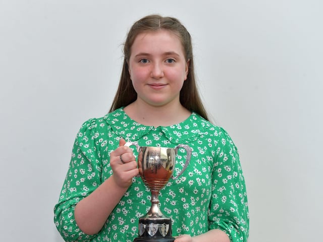 Katie Soal won the Elizabeth Keys memorial Cup for Under 14 Favourite Poem at the Feis Doire Colmcille, held in Millennium Forum. DER2216GS 097