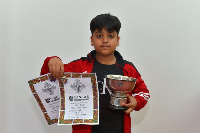 Kartils Shukla achieved first place for Story Telling age 10 to 12 and was highly commended for Sight Test and studied Prose at the Féis Dhoíre Cholmcílle, held in Millennium Forum. DER2216GS  134
