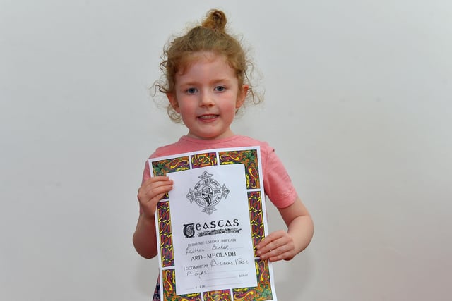 Caitlin Barber was highly commended in P2 Childrens Verse at the Feis Doire Colmcille, held in Millennium Forum. DER2216GS  131