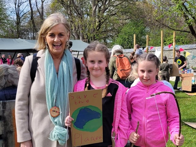 Kathleen Murray with her grandaughters Evie and Anni with some of the things they made.
