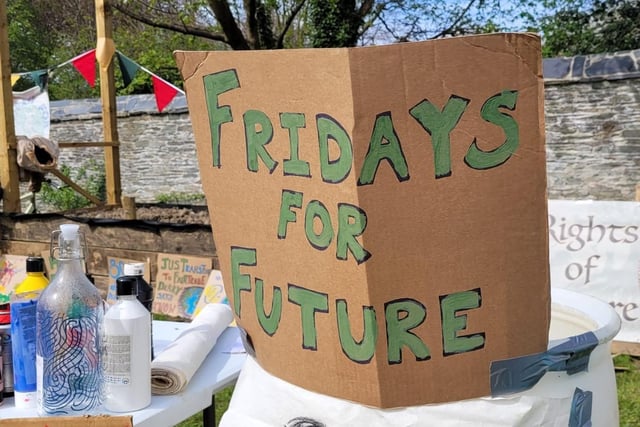 A sign made at the placard making workshop at the festival.