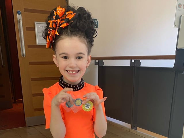 Fiadh Fletcher from Deery Academy of Irish Dance who came first in her bun grad reel and fifth in the championshipat the Derry Feis.