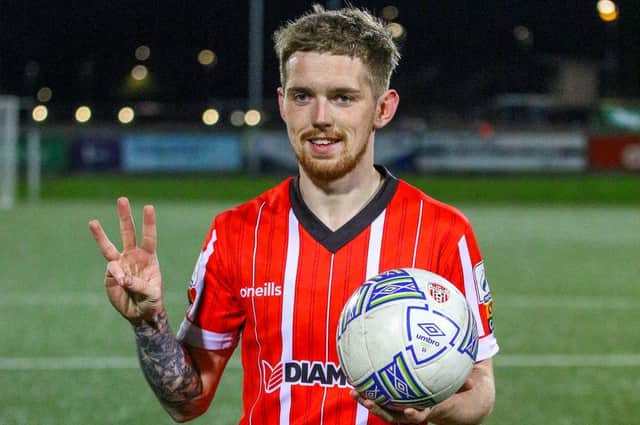 Derry City's hat-trick hero Jamie McGonigle. Picture by Kevin Moore/MCI