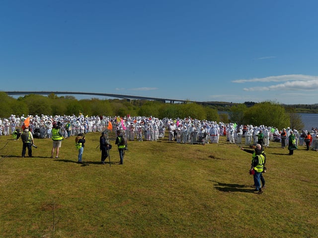 A crowd of 718 record breakers took part in the successful world record attempt, at Bay Road Park on Saturday, for the most people dressed as astronauts in one place. The previous record was 257 held by a school in England. Photo: George Sweeney. DER2216GS – 217