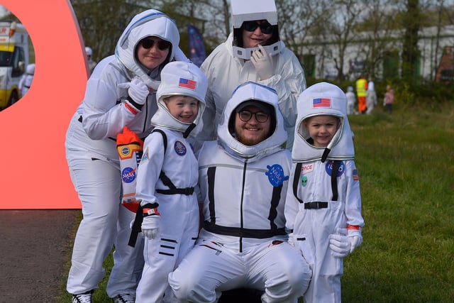 Families arrive at Bay Road Park, on Saturday morning, to take part in a successful world record attempt for the most people dressed as astronauts in one place. Photo: George Sweeney. DER2216GS – 191