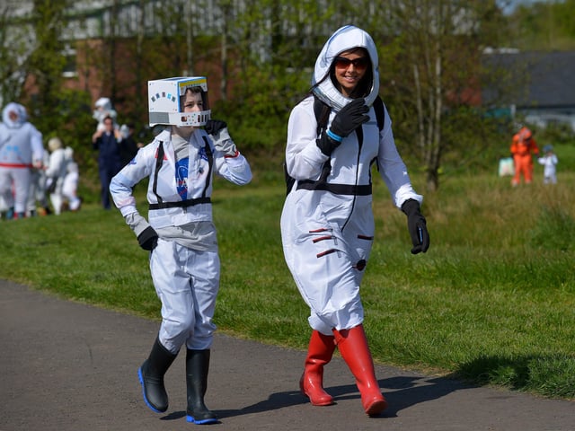 There were all kinds of creative costumes at Bay Road Park, on Saturday morning, for the successful world record attempt for the most people dressed as astronauts in one place. Photo: George Sweeney. DER2216GS – 199