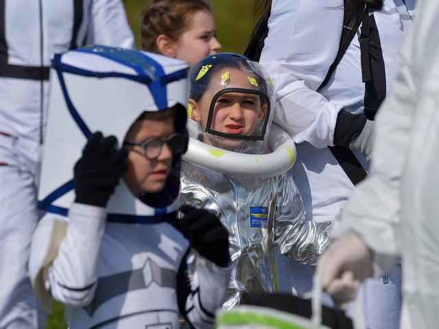 There were all kinds of creative costumes at Bay Road Park, on Saturday morning, for the successful world record attempt for the most people dressed as astronauts in one place. Photo: George Sweeney. DER2216GS – 201