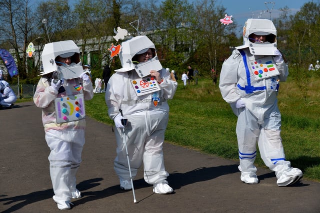 There were all kinds of creative costumes at Bay Road Park, on Saturday morning, for the successful world record attempt for the most people dressed as astronauts in one place. Photo: George Sweeney. DER2216GS – 196