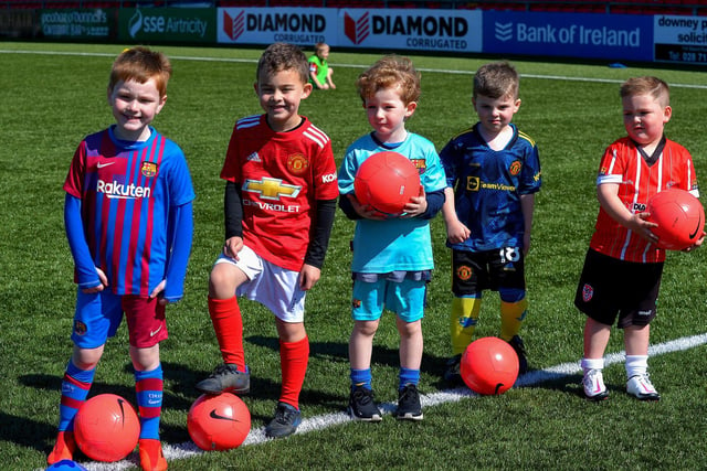 Happy faces at the Derry City Easter Football Camp at the Brandywell Stadium. Picture: George Sweeney. DER2216GS-075