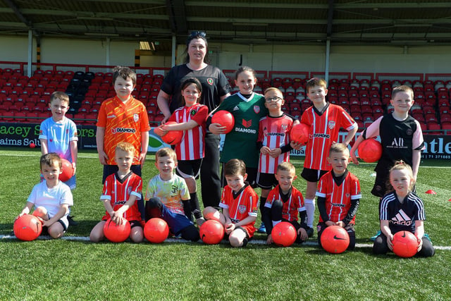 Young footballers participated in the Derry City Easter Football Camp at the Brandywell Stadium. Picture: George Sweeney. DER2216GS-069