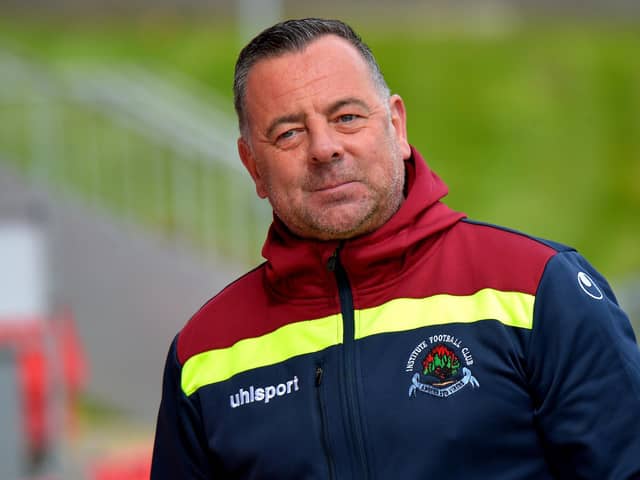 Institute manager Brian Donaghey wants to finish the season on Saturday with a home win over Knockbreda. Picture by George Sweeney