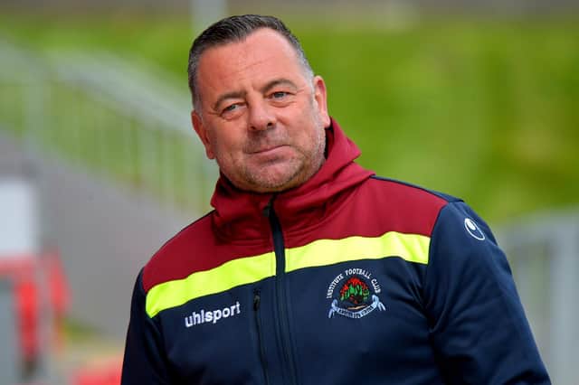 Institute manager Brian Donaghey wants to finish the season on Saturday with a home win over Knockbreda. Picture by George Sweeney