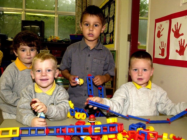 Niall McCafferty, Patrick Slevin, Anil Nagra and Conor O'Kane doing some building work. (20/10/SA15D)