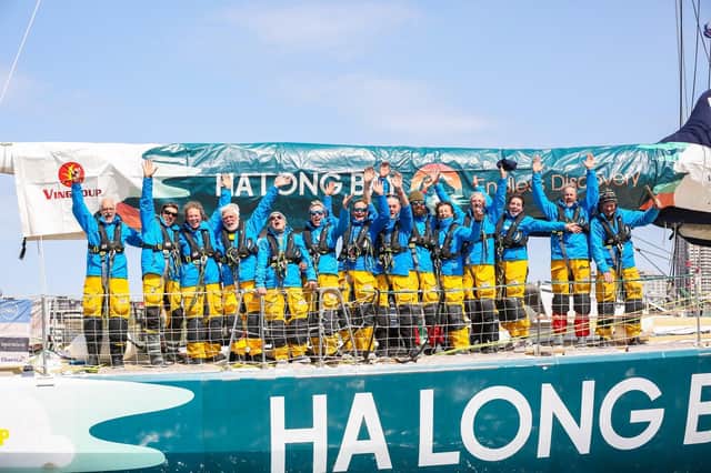 Gerard Doherty with his crew on the Ha Long Bay, Vietnam boat. Picture: Jean-Marcus Strole Photography
