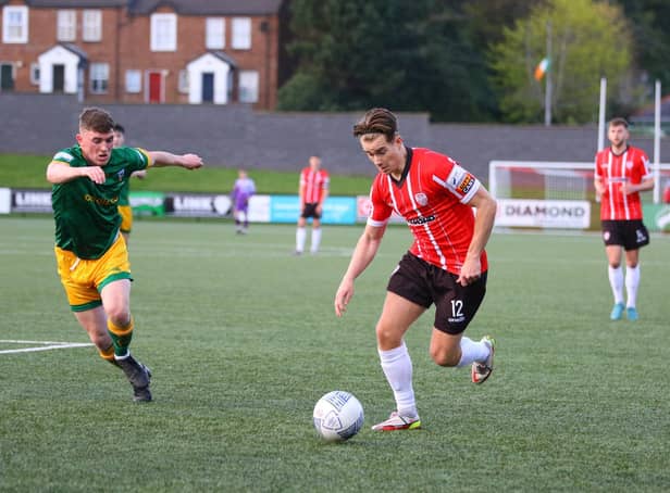 Derry City striker Matty Smith, pictured in action against UCD last weekend, returns to his former stomping ground in Inchicore on Friday night. Photograph by Kevin Moore.