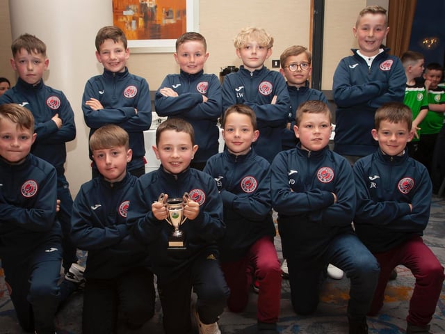 Clooney U9s pictured with their trophy at Thursday night's D&D Youth awards. Picture by Jim McCafferty