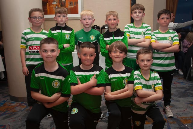 Top of the Hill Celtic U10s pictured with the Winter Cup trophy at Thursday night's awards. Picture by Jim McCafferty
