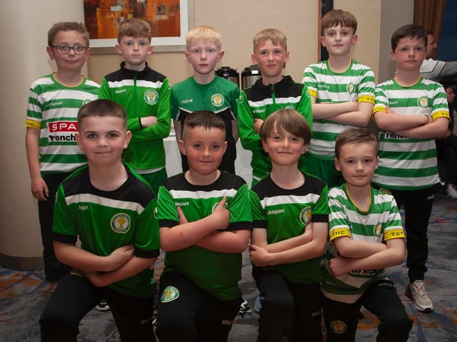 Top of the Hill Celtic U10s pictured with the Winter Cup trophy at Thursday night's awards. Picture by Jim McCafferty