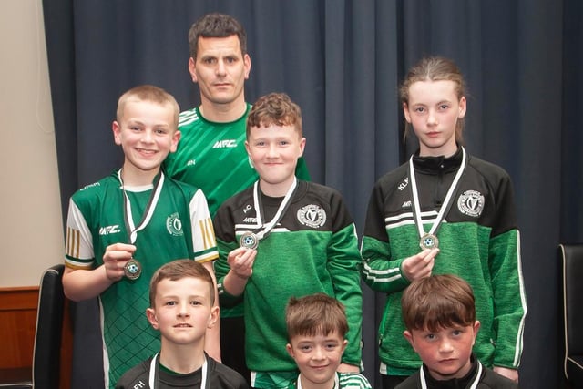 Foyle Harps U11s - D&D Summer Cup runners-up pictured with coach Barry Nixon. Picture by Jim McCafferty