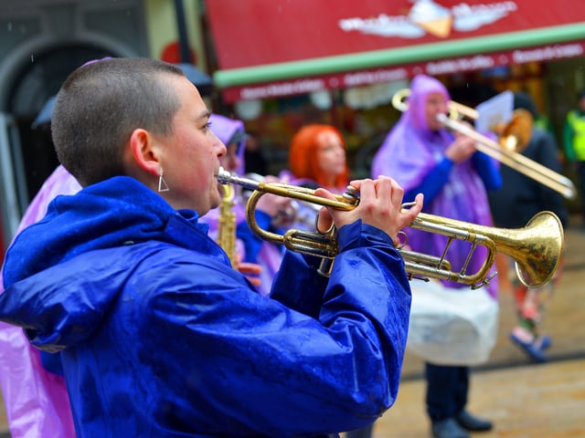 Local musicians took part in the DLD Second Line Jazz Parade on Saturday afternoon. Photo: George Sweeney.  DER2217GS – 126