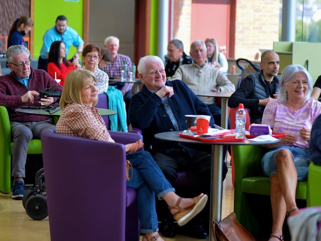 Some of the revellers who attended a performance in Foyleside Shopping Centre over the Jazz Festival weekend. Photo: George Sweeney. DER2217GS – 048