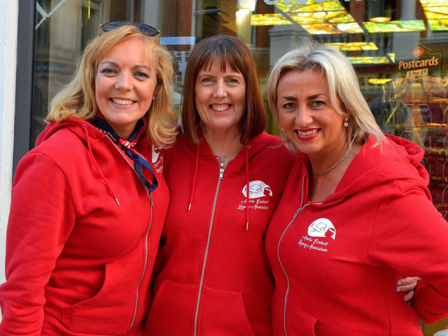 Sinéad Hawkins, Elish Quigley and Nicole McElhinney, from the Amelia Earhart Legacy Association attended the Jazz Festival over the weekend. Photo: George Sweeney.  DER2217GS – 079