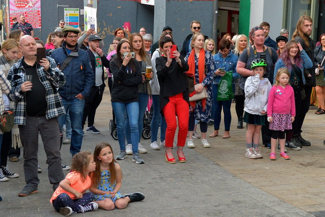Revellers in Waterloo Street over the Jazz Festival weekend. Photo: George Sweeney.  DER2217GS – 081