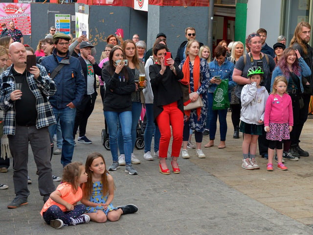 Revellers in Waterloo Street over the Jazz Festival weekend. Photo: George Sweeney.  DER2217GS – 081