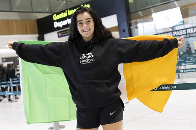 Pictured at Dublin airport ahead of departure to the Eurovision Song Contest in Turin, Italy, is Derry's Brooke Scullion, Ireland's representative at this year's competition. Brooke will perform That's Rich in the second semi-final of the competition on May 12th, from 8pm on RTÉ 2. The final will be broadcast on May 14th from 8pm on RTÉ One. Picture Andres Poveda