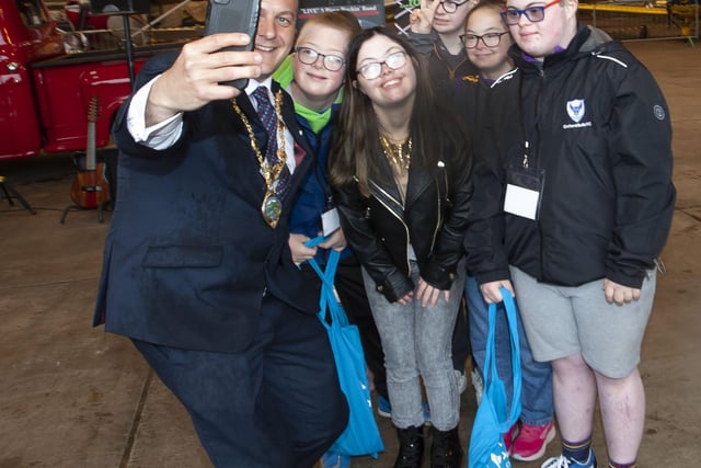 A selfie for Mayor Graham Warke with some of the young people from Foyle Down Syndrome Trust on Saturday.