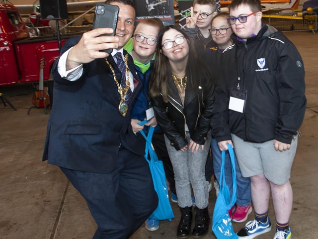 A selfie for Mayor Graham Warke with some of the young people from Foyle Down Syndrome Trust on Saturday.