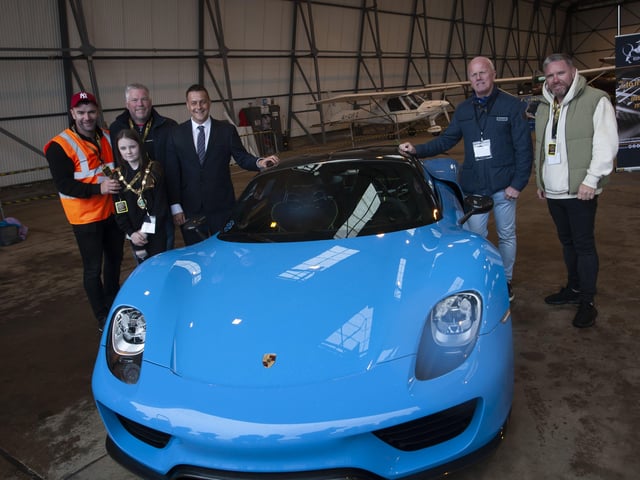 One of the super cars on display - Nigel Hicklin’s £1.3m Porsche on show at Saturday’s Bear Run 74 event at City of Derry Airport.