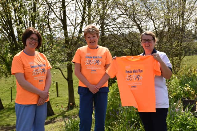 Pictured at launch of Foyle Hospice Female Walk-Run are Dr. Rachael Coulter, Speciality Doctor in Palliative Medicine, Pamela Coyle, Clinical Ward Sister and Student Nurse,Geraldine Nash.