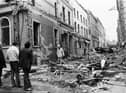 WRECKED... The aftermath of one of the many bombs which rocked Derry’s city centre during the Troubles.