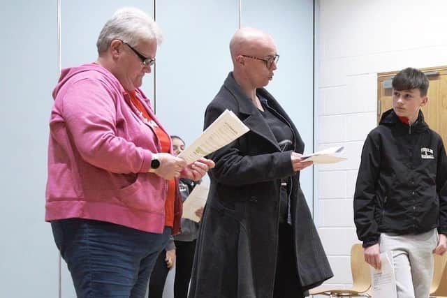 Rehearsals for 'A Green Hill Far Away'.