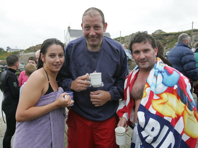 Swimmers enjoy a warm cup of tea after their endeavours.
