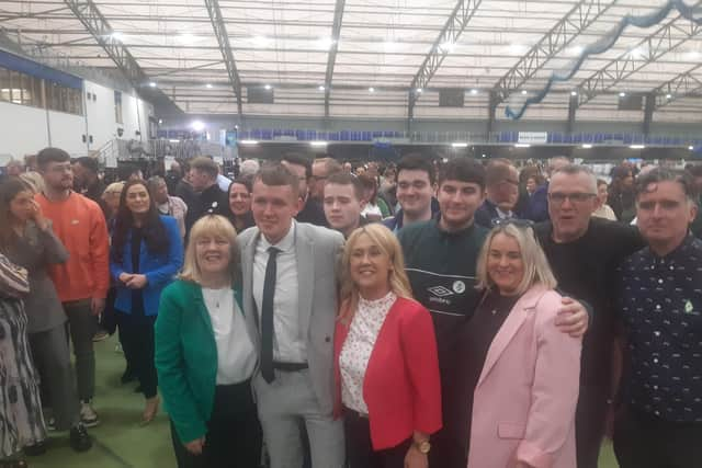 Pádraig Delargy and Ciara Ferguson with colleagues in Magherafelt