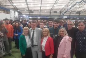 Pádraig Delargy and Ciara Ferguson with colleagues in Magherafelt