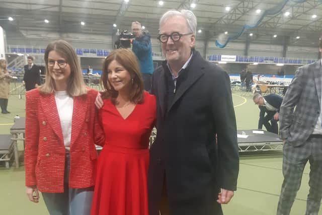 Sinéad McLaughlin with her family at the count centre.