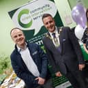 Mayor of Derry & Strabane, Alderman Graham Warke with (left) Dr Gavin Adams, Extern Director of Business Development, and Sarah Griffin, Manager of the CCIS project