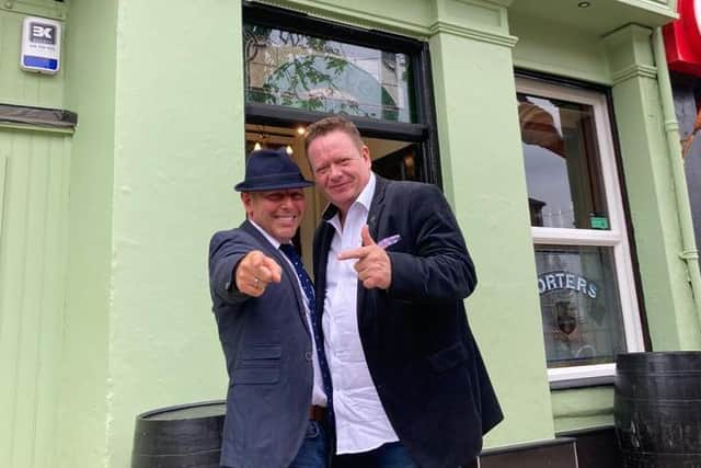 Jet-setting jazz fans Daniel Grant and Phill Wright enjoying Derry.