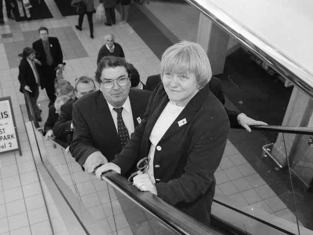 The late former Secretary of State Mo Mowlam with John Hume during a visit to Derry.