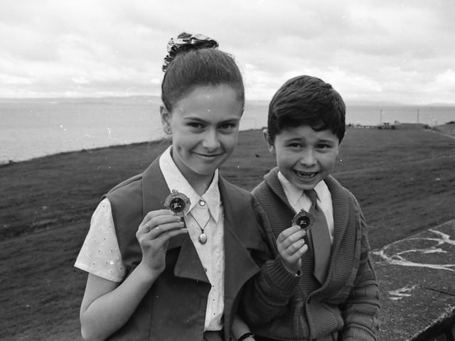 Sister and brother Martina and Daniel McCorriston, Redcastle, who were successful in the Moville Feis. Martina won the favourite poem competition (10-12) and Daniel came first in the Open Poem (6-8).