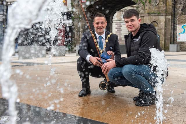 Alderman Graham Warke, Mayor of Derry City and Strabane District Council who has hosted a reception for Damien Wilson Irish Rep in F.I.S.H (fishing in support of Hope) where he was presented with a commemorative piece of crystal. Picture by Martin McKeown.