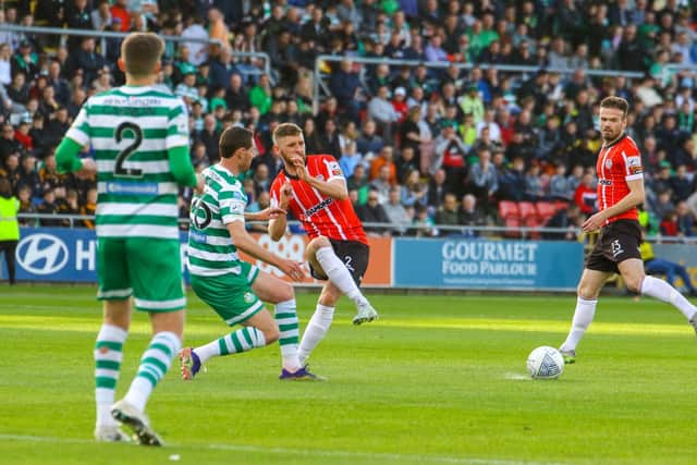 Derry City's Ronan Boyce setting up another attack at Tallaght Stadium. Picture by Kevin Moore/MCI