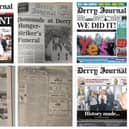 The front page of the very first Derry Journal (top right) and some of the other front pages over the past 250 years,.