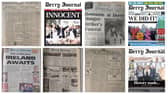 The front page of the very first Derry Journal (top right) and some of the other front pages over the past 250 years,.